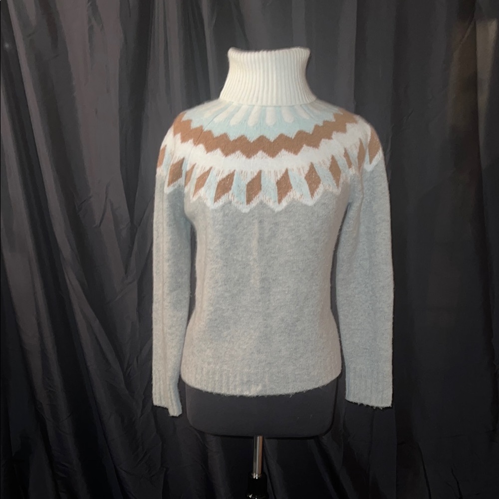 J. Crew Women's Chevron Pattern Sweater - Cream and Brown